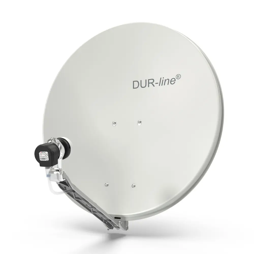 DUR-line Select Komplettset für 1 Teilnehmer / Single LNB + 80cm Alu-Antenne | Qualitäts-Schüssel-Set mit Premium LNB 