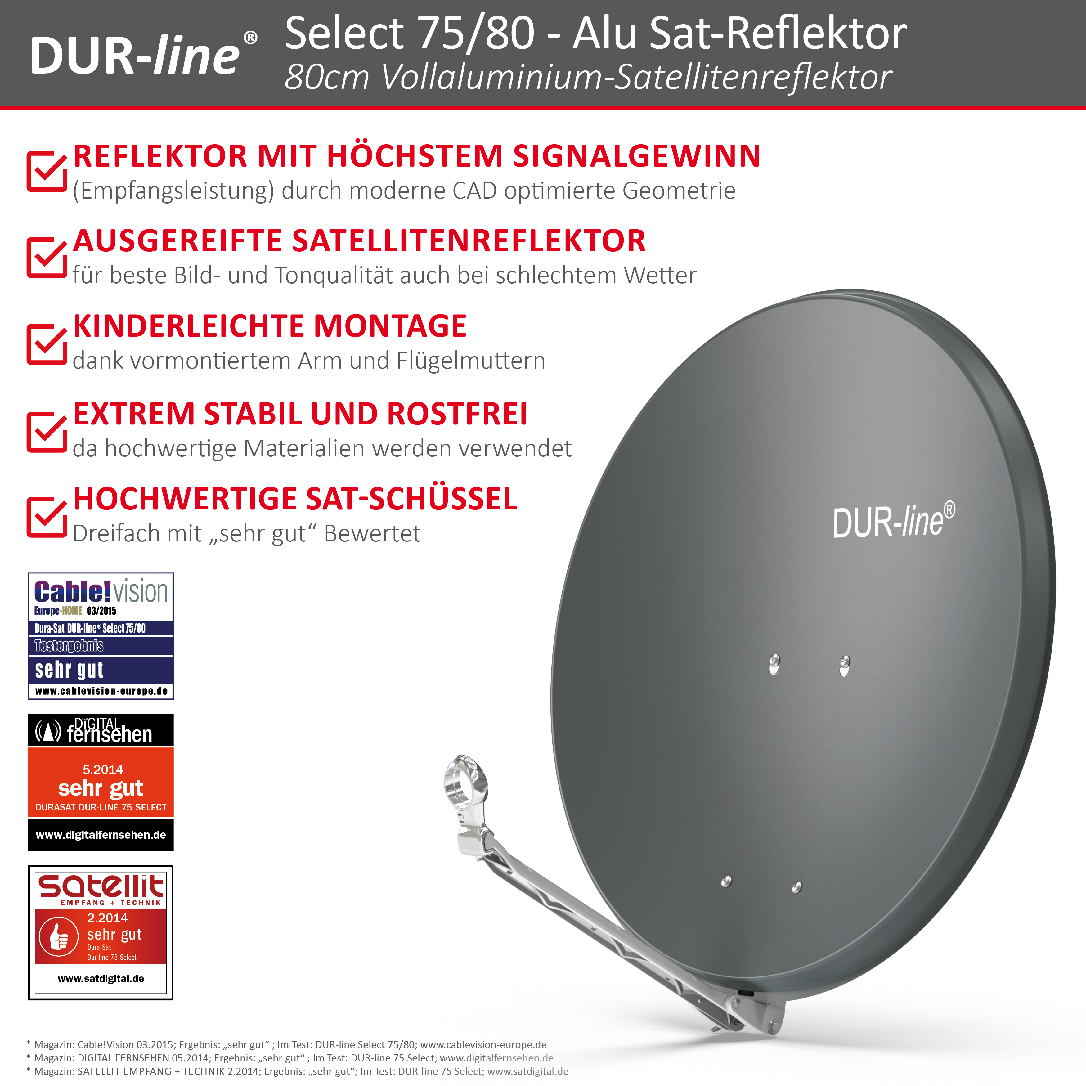 DUR-line Select 75/80 Anthrazit - Alu Sat-Reflektor DUR-line Select 75/80 Anthrazit - Alu Sat-Reflektor