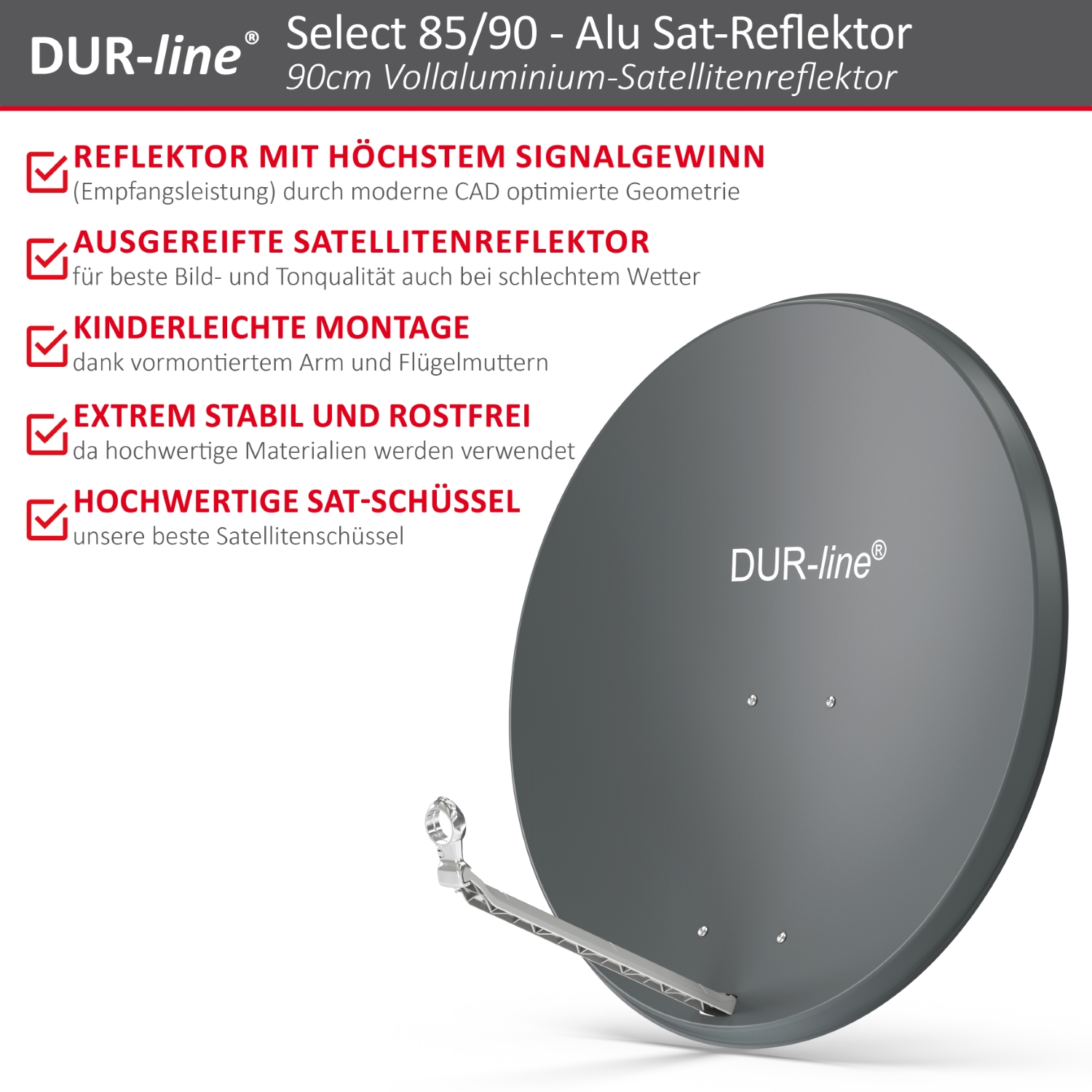 DUR-line Select 85/90 Anthrazit - Alu Sat-Reflektor DUR-line Select 85/90 Anthrazit - Alu Sat-Reflektor