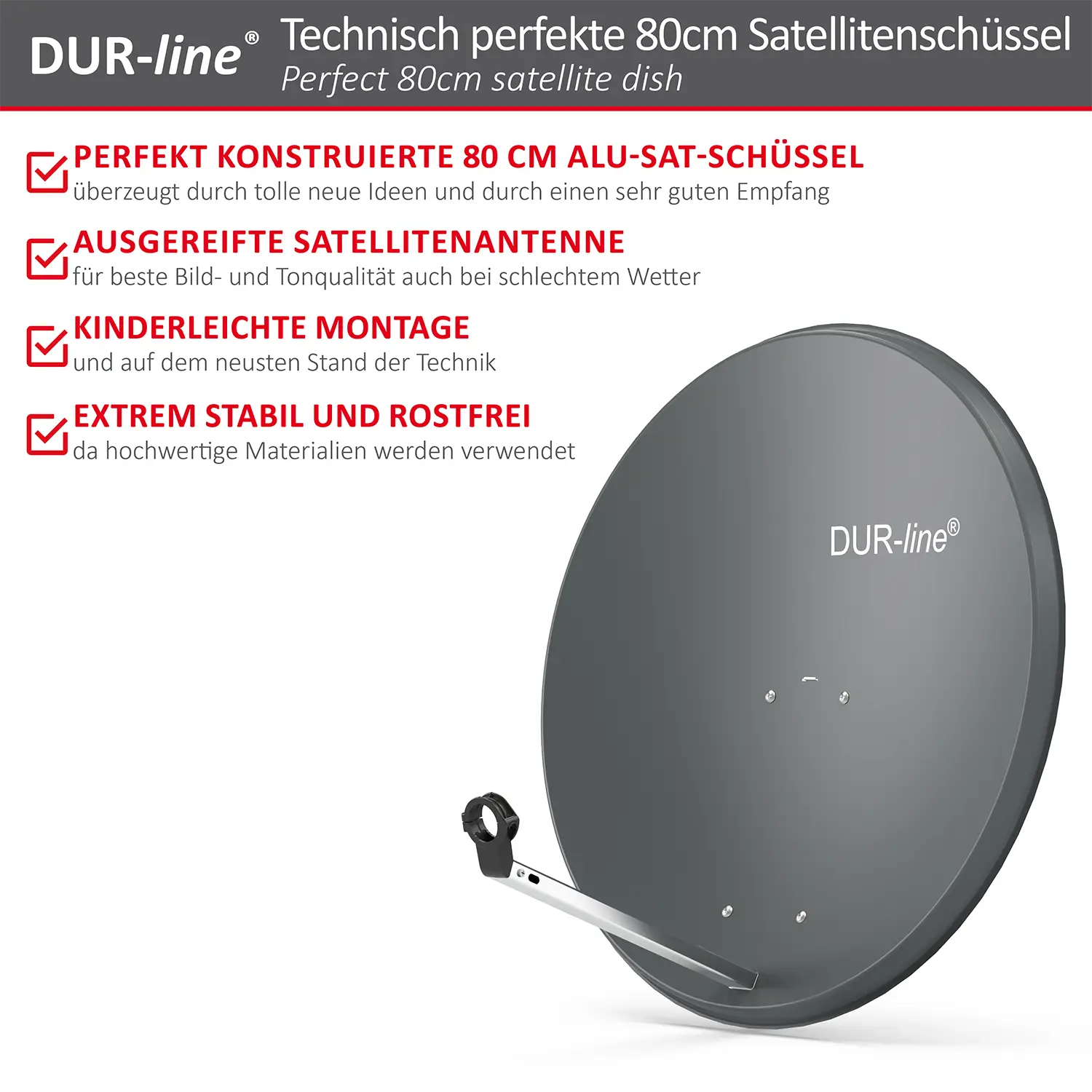 DUR-line MDA 80 Anthrazit - Alu Sat-Reflektor DUR-line MDA 80 Anthrazit - Alu Sat-Reflektor