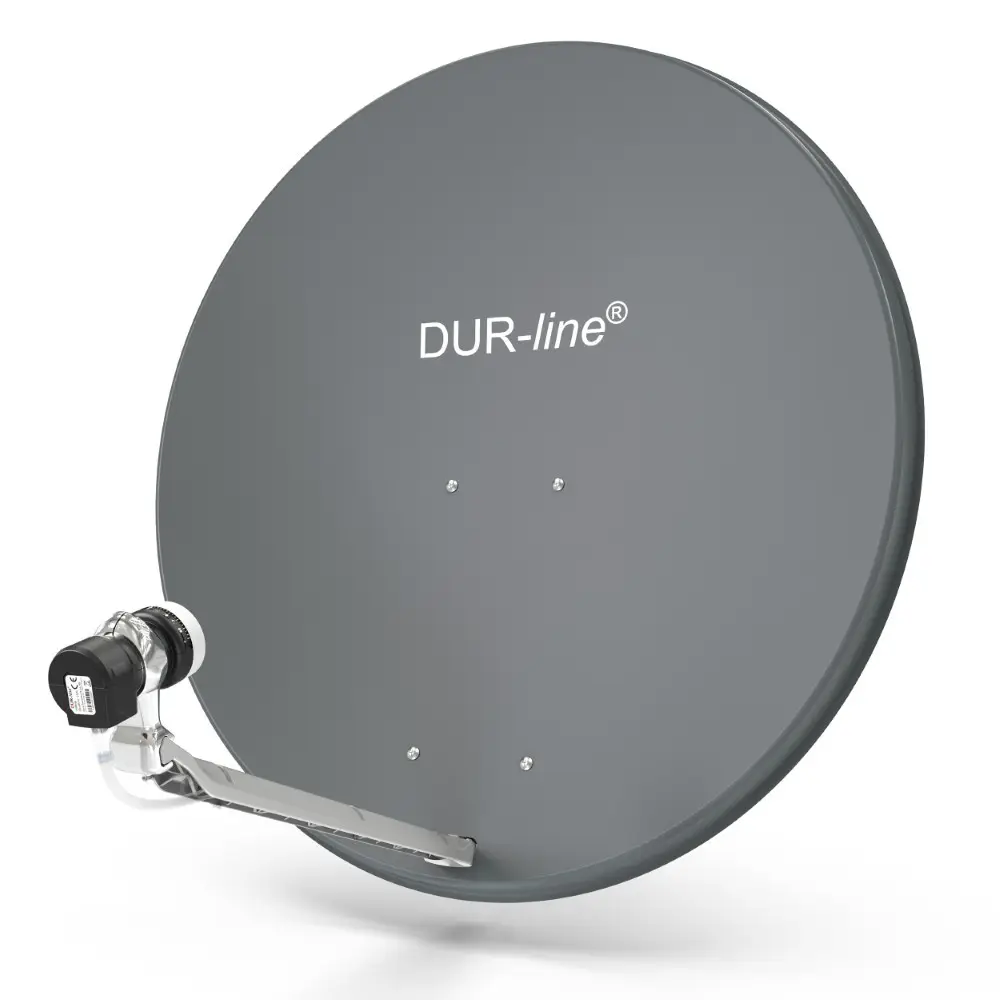 DUR-line Select 1 Teilnehmer Set - Qualitäts-Alu-Satelliten-Komplettanlage - Select 85cm/90cm Spiegel/Schüssel Anthrazit + Single LNB - für 1 Receiver/TV