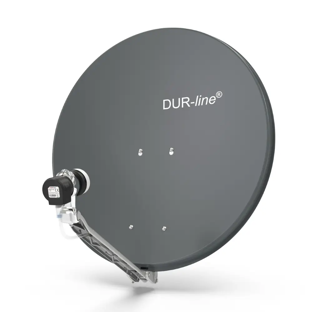 DUR-line Select 1 Teilnehmer Set - Qualitäts-Alu-Satelliten-Komplettanlage - Select 75cm/80cm Spiegel/Schüssel Anthrazit + Single LNB - für 1 Receiver/TV 